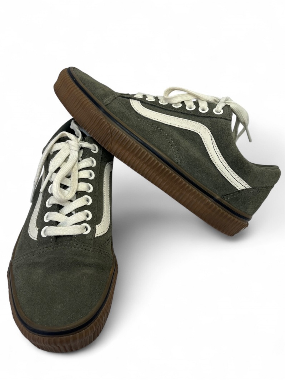 Vans Old Skool Dusty Olive Green Suede Gum Sole Skate Shoes Men 6.5 Women 8 - Picture 2 of 16